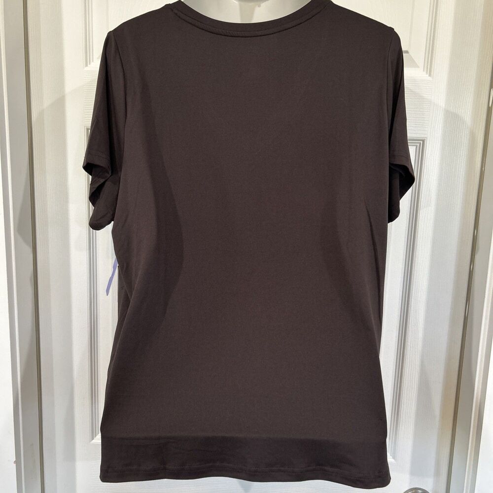 Fit Collective Soft V Neck Plus Size 1X Brown Shirt Top Casual Fitness Stretch - Picture 7 of 9